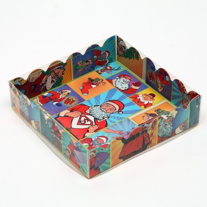 

Коробочка для печенья "Pop-art новогодние супергерои", 12 х 12 х 3 см, 1 шт.