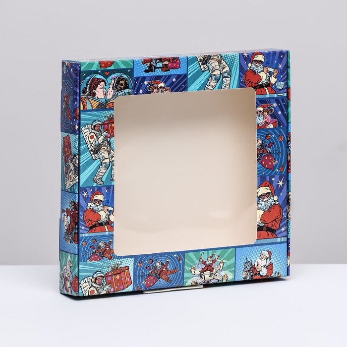 

Коробка самосборная "Pop-art улётный новый год", 16 х 16 х 3 см, 1 шт.