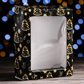 Коробка подарочная, крышка-дно, с окном 'Праздничное волшебство', 18 х 15 х 5 см, 1 шт. Ош