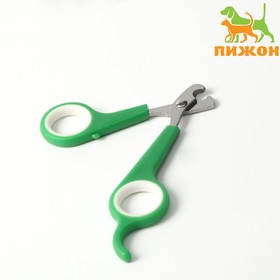 Ножницы-когтерезы с упором для пальца, отверстие 6 мм, зелёные с белым Ош
