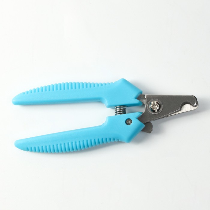 Когтерез боковой малый с прямыми ручками, отверстие 9 мм, голубой