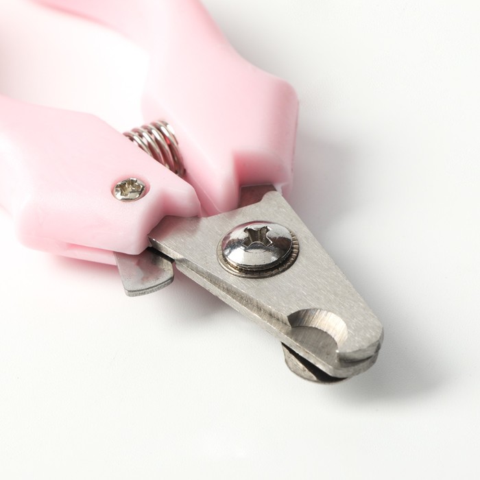 фото Когтерез боковой малый с фигурными ручками, отверстие 9 мм, розовый пижон
