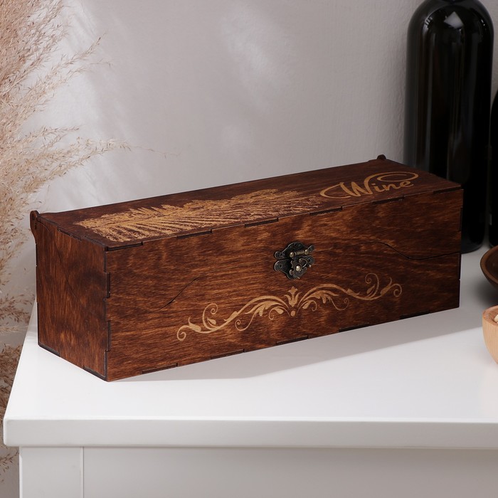 фото Ящик для вина magistro «тоскана», 33,5×10×10,2 см, цвет тёмный шоколад