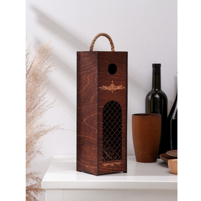 фото Ящик для вина magistro «пьемонт», 34×10,5×10,2 см, цвет тёмный шоколад
