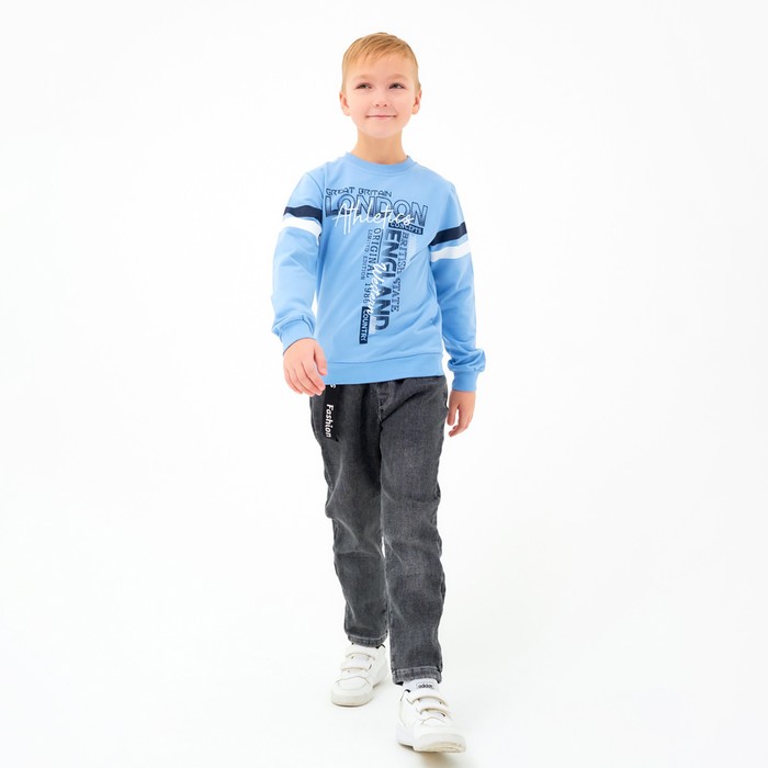 Свитшот для мальчика, цвет голубой, рост 152 см