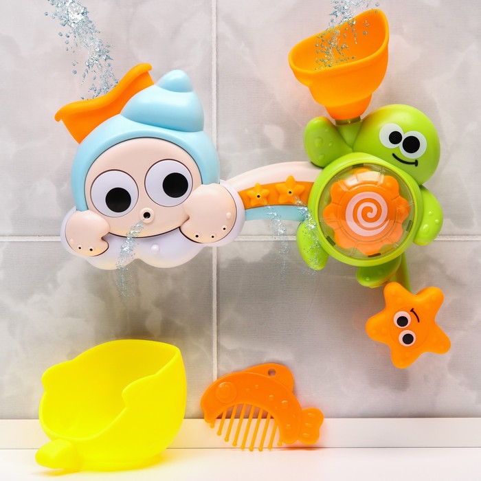 Набор игрушек для ванны «Черепашка - мельница», на присоске набор игрушек для ванны мельница дельфин на присоске