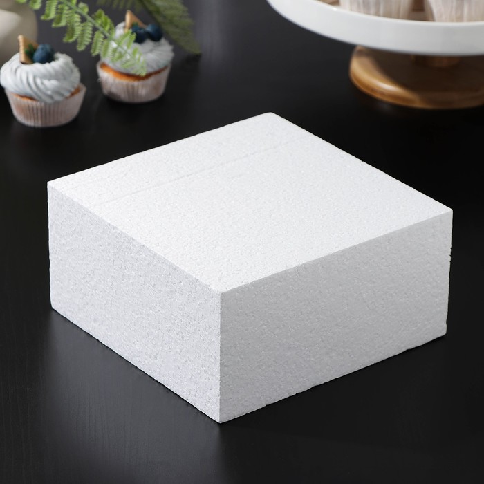 Фальшярус для торта квадратный, 20×20 см, h=10 см, цвет белый