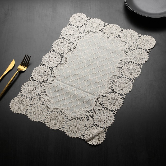 

Набор салфеток ажурных для стола Доляна «Восток», 46×30 см, 4 шт, ПВХ, цвет бежевый