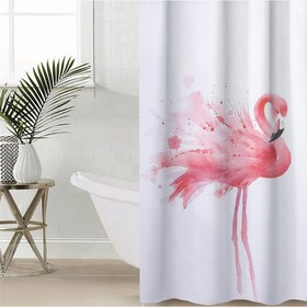 Штора для ванной "Душа фламинго", с люверсами 180х180 см, полиэстер