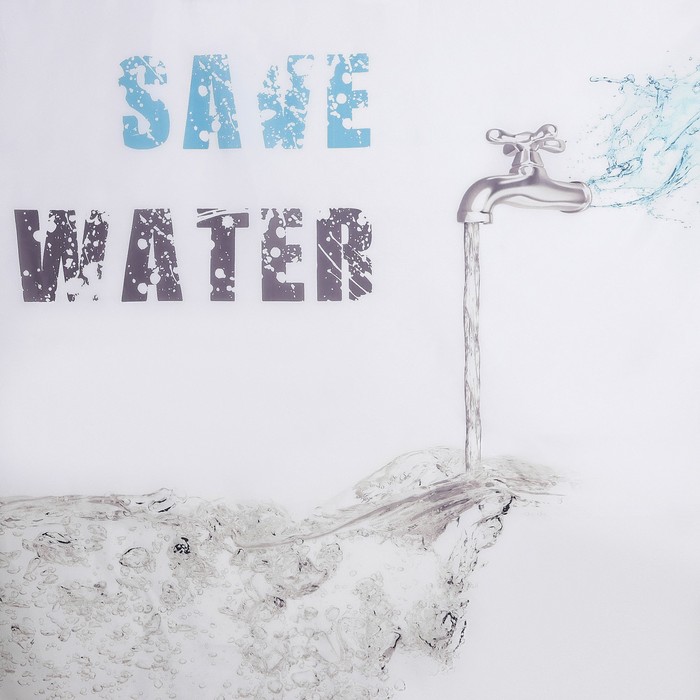 

Штора для ванны Доляна Save Water, с люверсами, 180×180 см, полиэстер