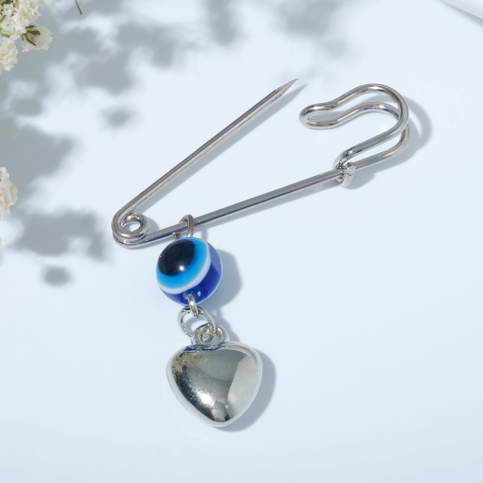 Булавка-оберег "Формула любви", 3см, цвет синий в серебре