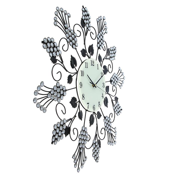 Часы настенные интерьерные "Серия Ажур. Виноградная лоза из страз", d=62 см
