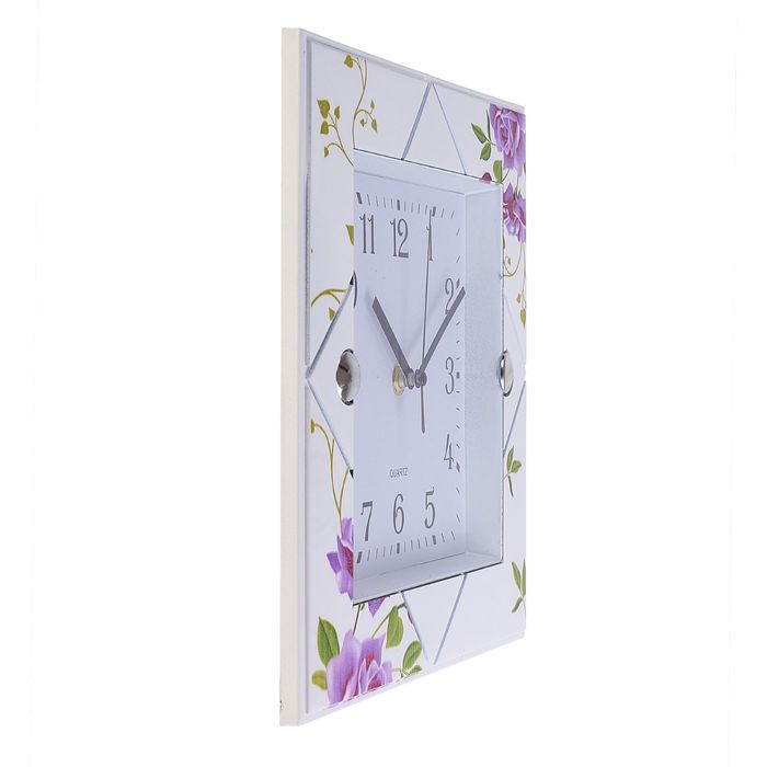 Часы настенные квадратные "Сиреневые розы", 26 × 26 см, микс