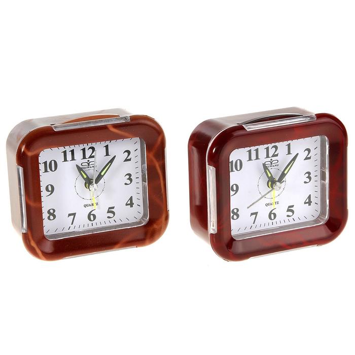 Будильник прямоугольник объемный, подсветка, корень вяза, МИКС