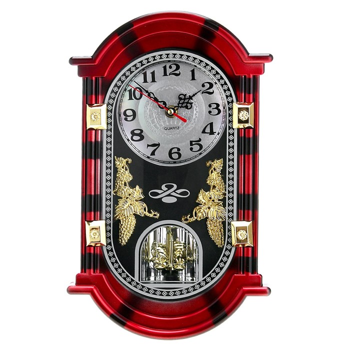 Часы настенные с маятником "Серия Элея. Лоза", красно-чёрные