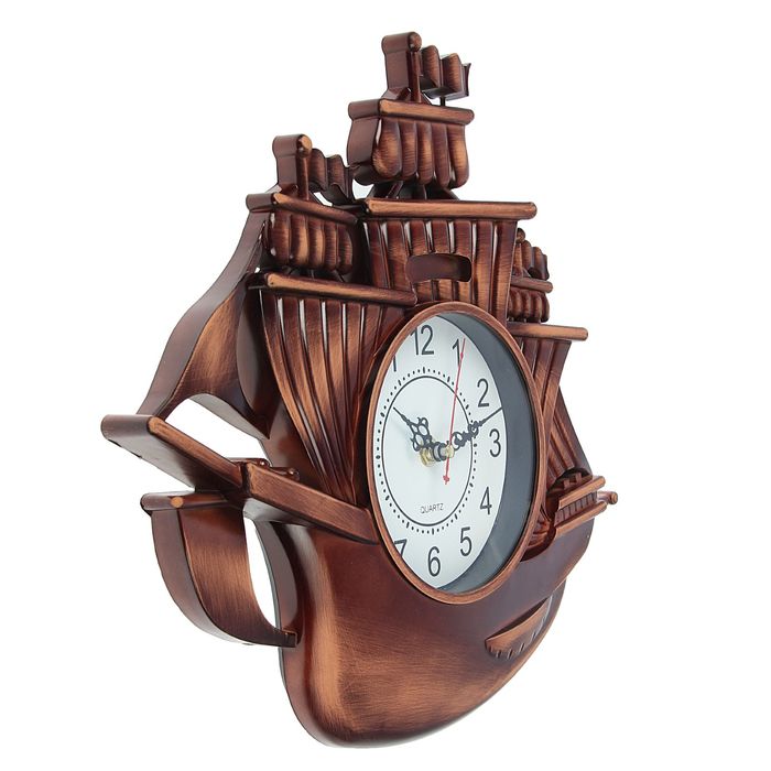 Часы настенные "Корабль", коричневая патина, микс