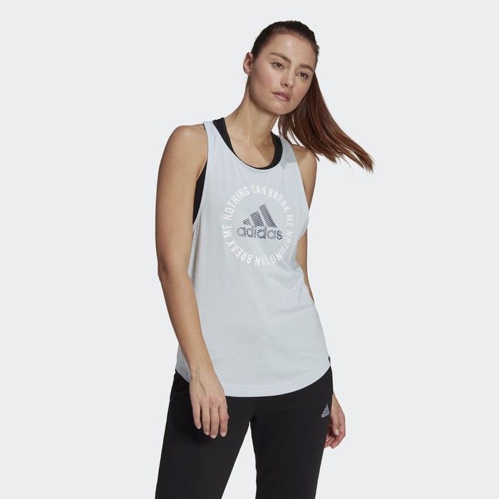 фото Майка adidas power slogan graphic tank top женская, размер 40-42