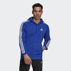 adidas essential 3 stripe fleece hoodie