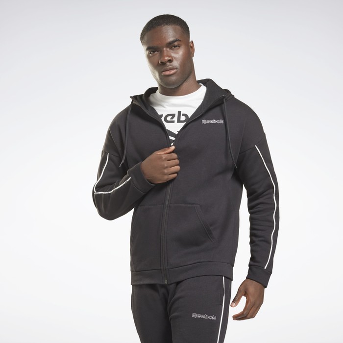 фото Толстовка reebok te piping fz hoodie мужская, размер 60-62