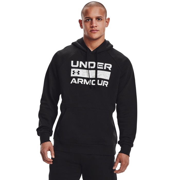 фото Толстовка under armour rival fleece signature hoodie мужская, размер 50-52