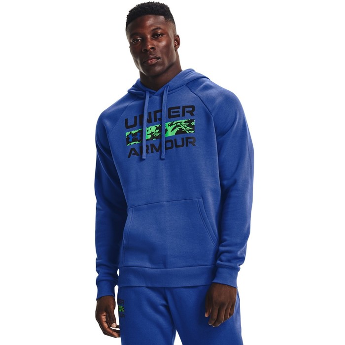 фото Толстовка under armour rival fleece signature hoodie мужская, размер 50-52