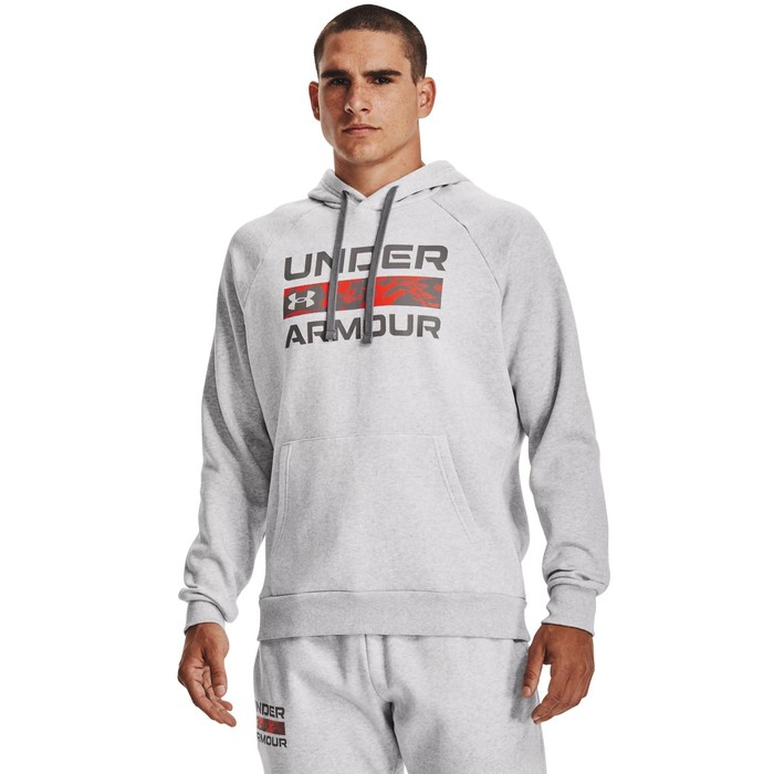 фото Толстовка under armour rival fleece signature hoodie мужская, размер 50-52