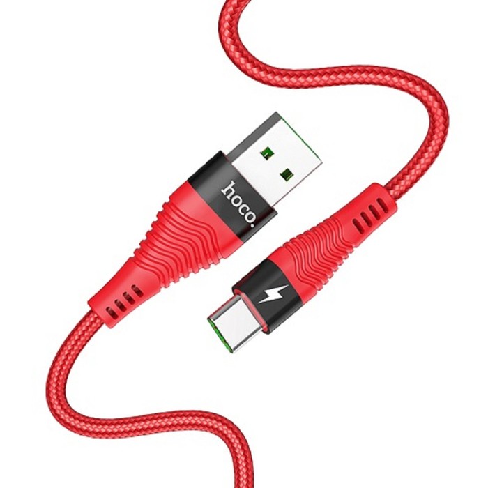 

Кабель Hoco U53, USB - Type-C, 5 А, 1.2 м, красный