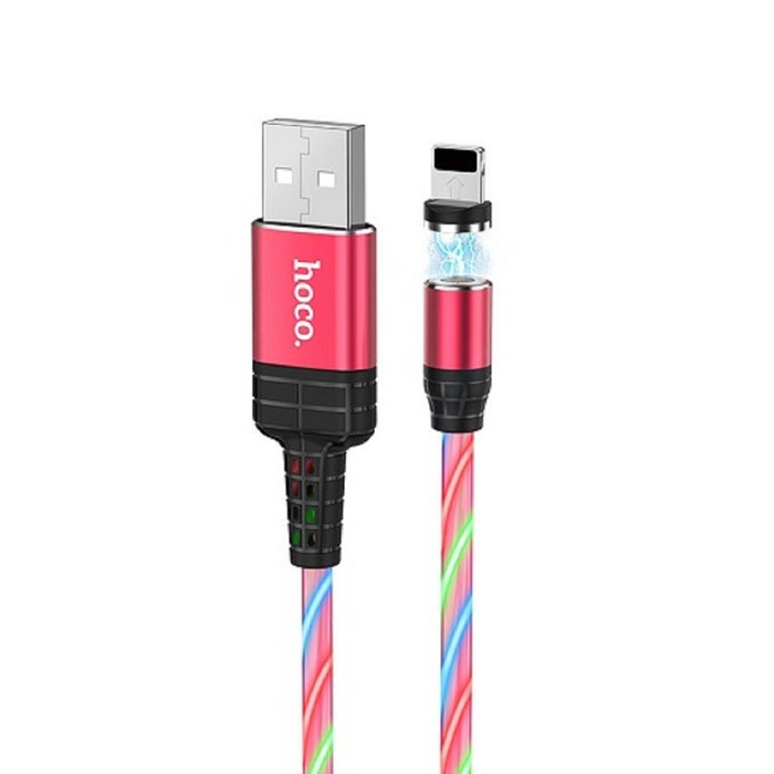 

Кабель Hoco U90, USB - Lightning, 2 А, 1 м, магнитный, красный