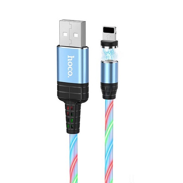 

Кабель Hoco U90, USB - Lightning, 2 А, 1 м, магнитный, синий
