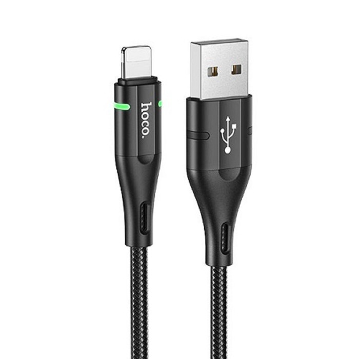 

Кабель Hoco U93, USB - Lightning, 2.4 А, 1.2 м, индикатор, черный