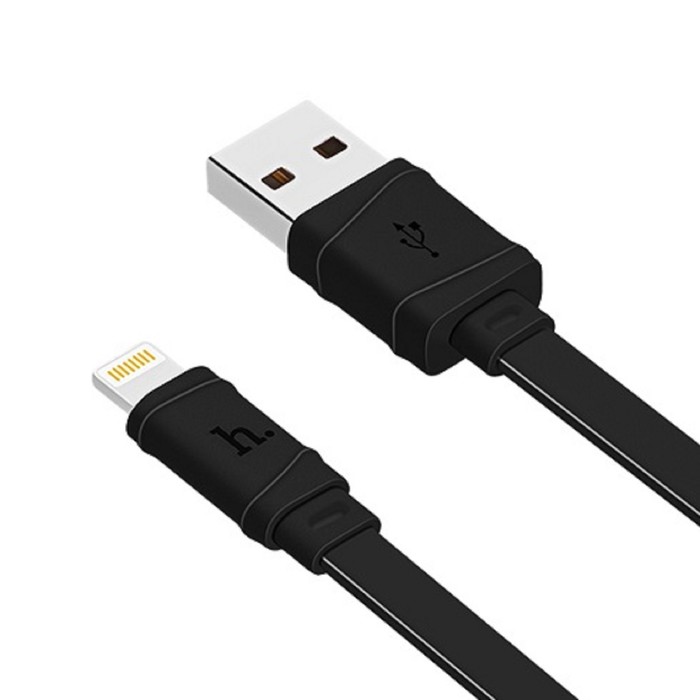 

Кабель Hoco X5, USB - Lightning, 2.4 А, 1 м, плоский, черный