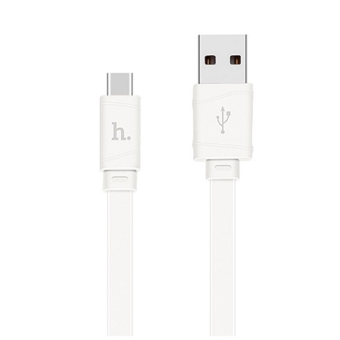 Кабель Hoco X5, USB - Type-C, 2.4 А, 1 м, плоский, белый