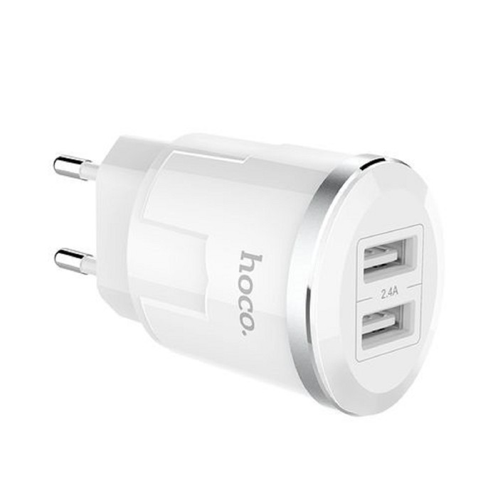 фото Сетевое зарядное устройство hoco c38a, 2хusb, 2.4 а, белое