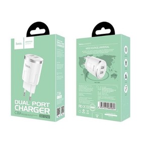 

Сетевое зарядное устройство Hoco C38A, 2хUSB, 2.4 А, белое