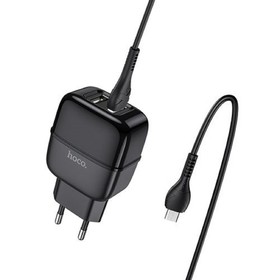 

Сетевое зарядное устройство Hoco C77A, 2хUSB, 2.4 А, кабель microUSB, 1 м, черное