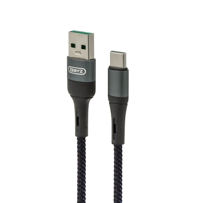 Кабель BYZ BC-031t, USB - Type-C, 6 А, 65 Вт, 1.2 м, черно-синий
