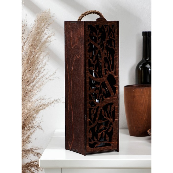 Ящик для вина "Лацио", цвет темный шоколад, 34х10,5х10,2 см