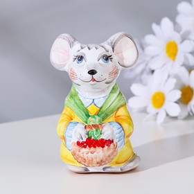 

Сувенир "Мышка с корзинкой", ярославская майолика, h=9 см