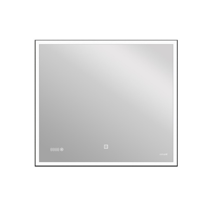 Зеркало Cersanit LED 011 Design 100x80 см, с подсветкой, часы, металлическая рамка, прямоугольное зеркало cersanit led 080 design pro 60x85 см с подсветкой часы с антизапотеванием прямоугольное