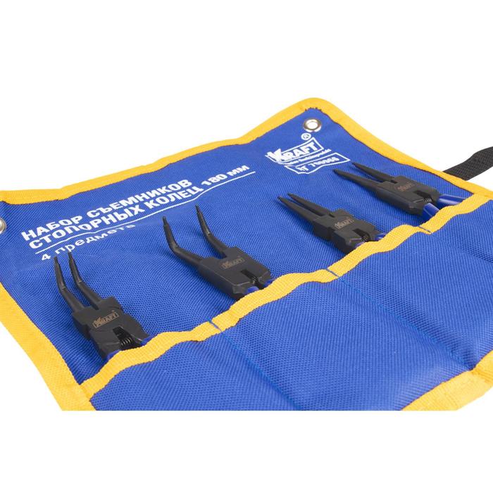 Набор съемников стопорных колец KRAFT KT 700966, 180 мм, 4 предмета