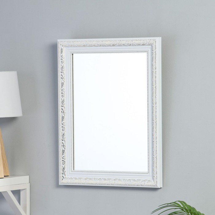 Зеркало настенное, мал.прямоугольное белое 38,4x48,4x2,5см