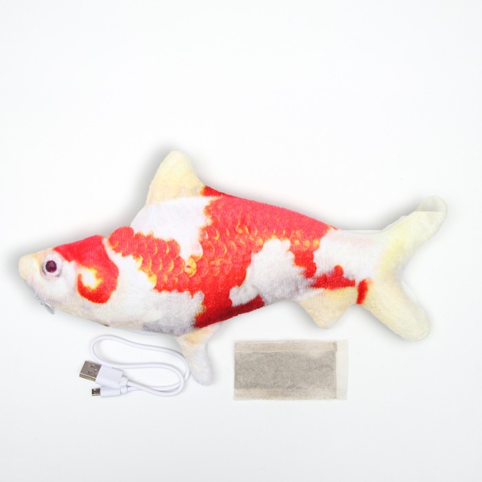 Рыба с двигающимся хвостом+USB-зарядка+красная 