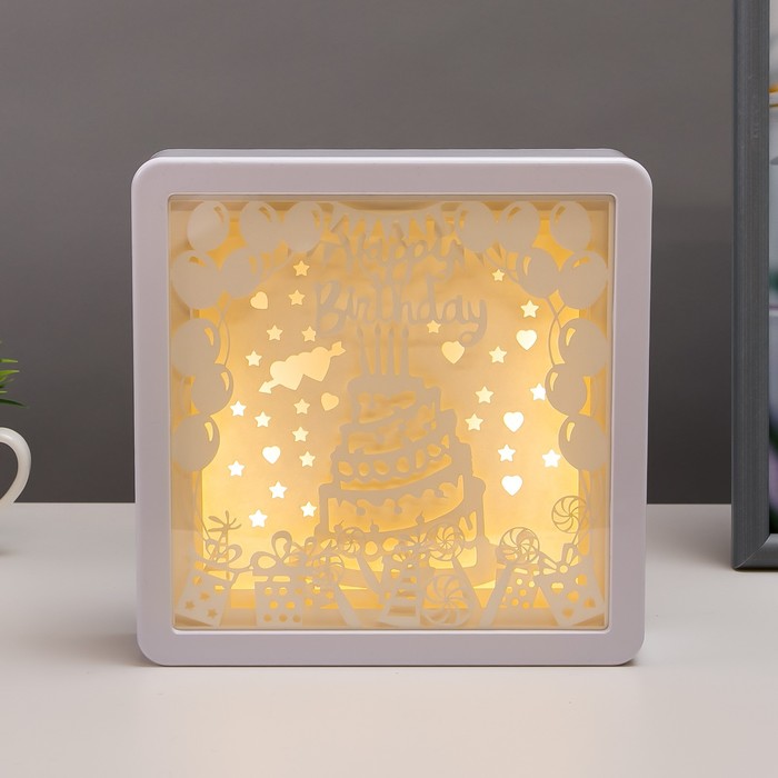 

Ночник "С днем рождения" LED от батареек 3хААА USB 16x4x16 см