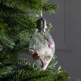

Елочный шар капля "Снежные нити", 5 LED, от батареек, Т/БЕЛЫЙ