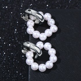 Серьги со съёмным элементом «Трансформер» два жемчужных кольца, цвет белый в серебре