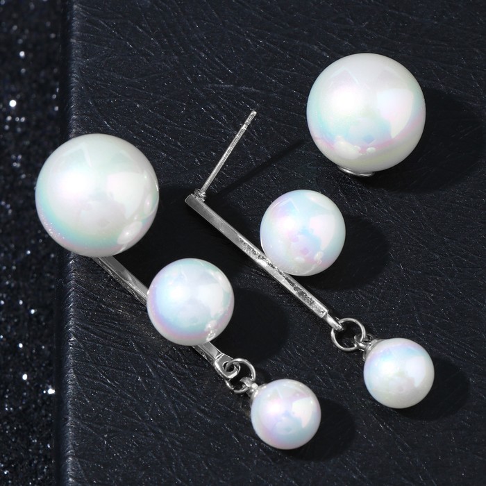 

Серьги с жемчугом "Грейс" диорис и бусины, цвет белый в серебре