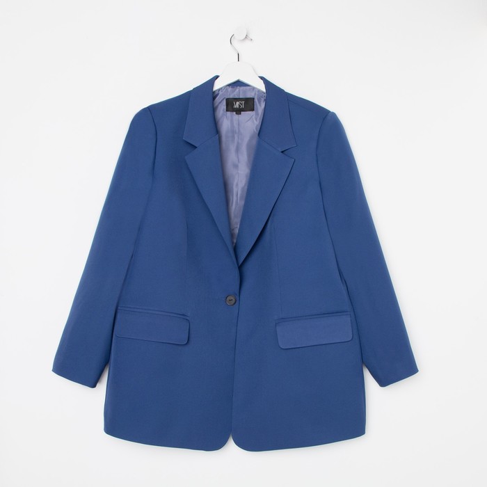 Пиджак женский MIST plus-size, р.52, синий пиджак женский двубортный mist plus size р 52 бежевый