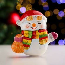 

Сувенир "Снеговик с мешком", ярославская майолика, h=9