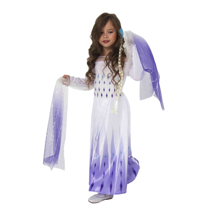 Карнавальный костюм "Эльза 2", белое платье, р.32, рост 122 см