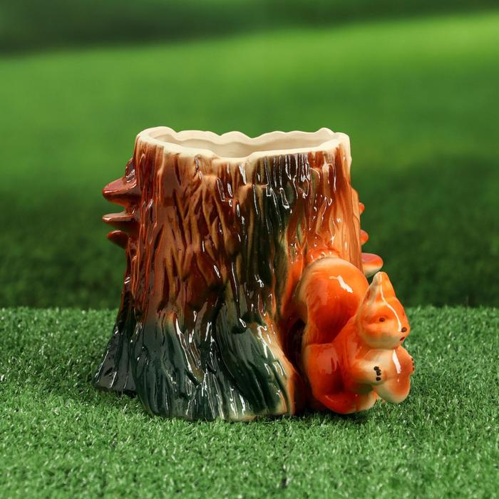 Фигурное кашпо 1,5 л "Пень и белка"